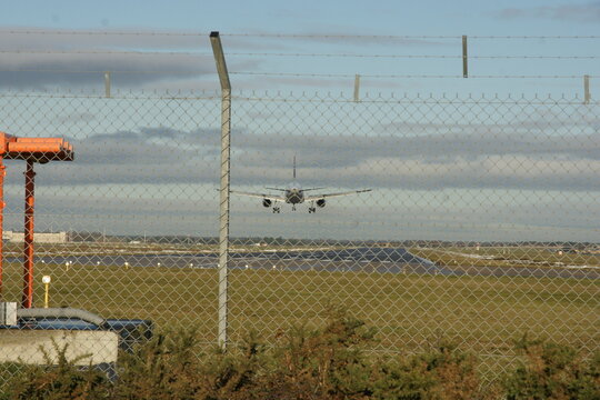 passenger aircraft landing at Doncaster Sheffield Airport, South Yorkshire 