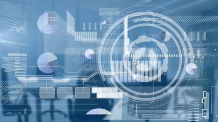 Animation of scope scanning and data processing over empty meeting room - Powered by Adobe