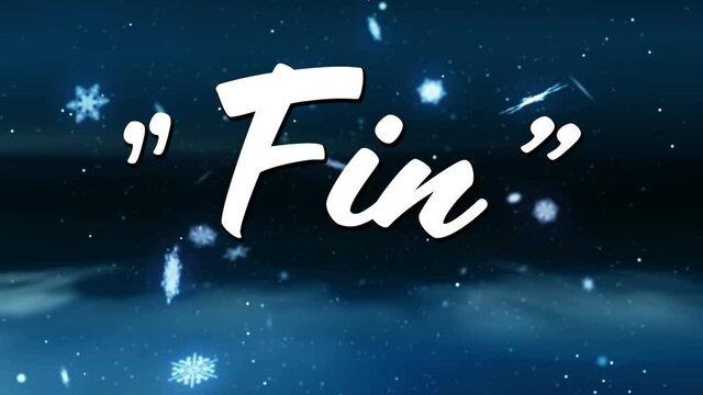 Animation of fin text over falling snow