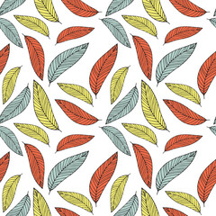 Seamless pattern with feathers. Vector illustration.