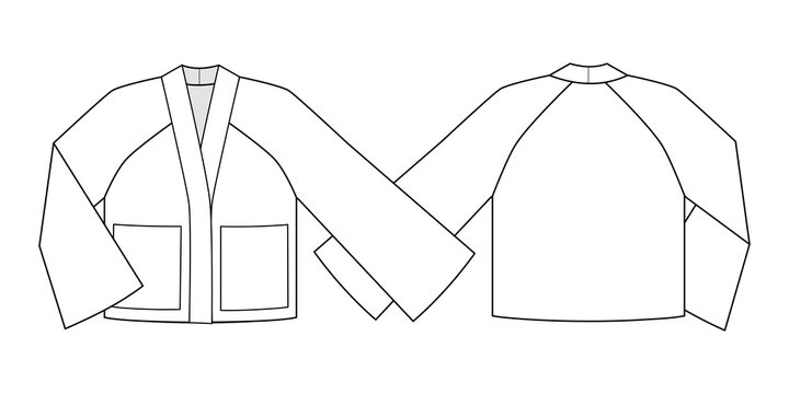Vecteur Stock Fashion technical drawing of croped kimono style jacket |  Adobe Stock