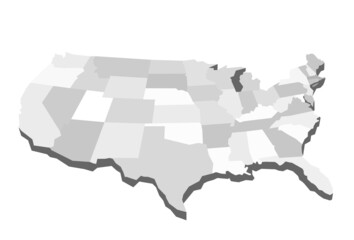 Mappa geografica degli Stati Uniti isolato sullo sfondo bianco © Hurca!