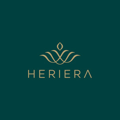 Luxury flower crown logotype, Royal hotel icon symbol, Shell pearl vector logo