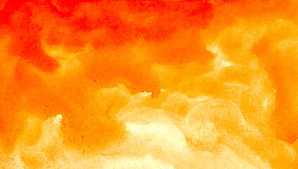 Watercolor abstract orange yellow background with texture.Autumn backgroun, fire in the air