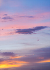Beautiful clouds at sunset, the colors of pastel sky nature background.
