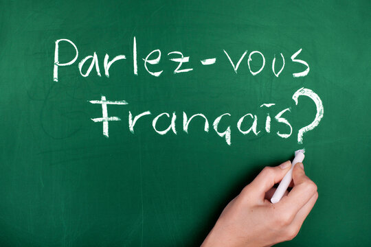 Do you speak French in French language on chalkboard