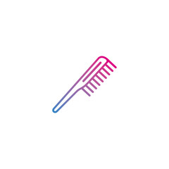 Barber comb outline gradient icon vector