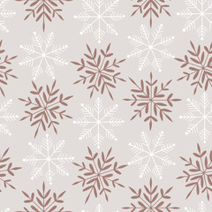 Naklejka na ściany i meble Vector seamless pattern with pastel color snowflakes