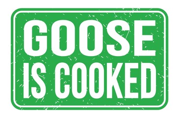 Fototapeta premium GOOSE IS COOKED, words on green rectangle stamp sign