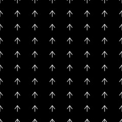 Vector seamless minimalistic black and white pattern with arrows. White arrows on a black background.
