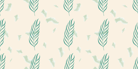 Leaves seamless pattern in pastel color. Nature background. Vector illustration for design.