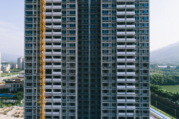 Aerial view of multistory apartment construction site in China