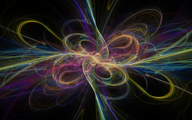 abstract illustration background image desktop wallpaper energy waves intertwining and spinning in a crazy dance for use in web graphics, computer design
