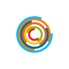 Modern colorful hal circles technology logo design