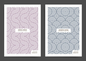 Creative geometric business presentation set. Vector A4 vertical orientation. Layout for book cover, magazine cover or notebook cover, poster, banner, placard, brochure, annual report, card, flyer. 