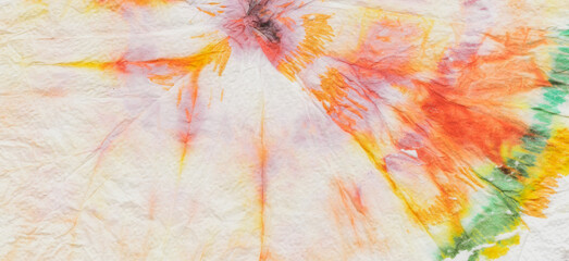 Obraz na płótnie Canvas Multicolor Tie Dye Background. Dyed Batik Paint