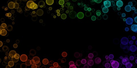 Abstract colorful bokeh Dark black background
