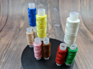 The Multicolored sewing threads. A set of sewing threads.