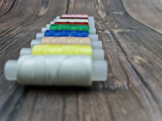 The Multicolored sewing threads. A set of sewing threads.