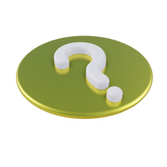 3d gold coin with question mark isolated on white background. Confusion, unknown information concept, business communication problems. Complicated decision icon. 3d render illustration