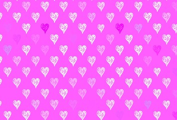 Light Purple, Pink vector backdrop with sweet hearts.