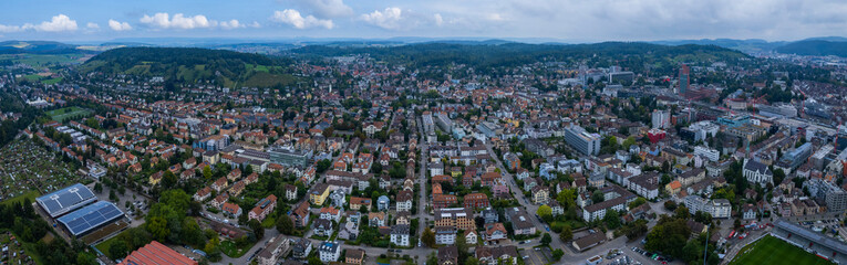 Fototapeta na wymiar Aerial view of the city winterthur in Switzerland on a sunny morning day in summer