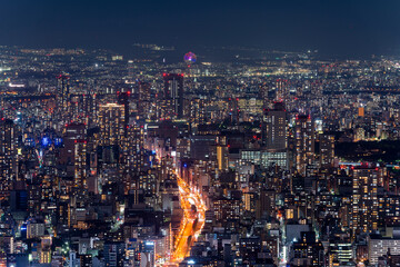 [大阪府]あべのハルカスからの大阪市街の夜景