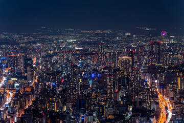 Obraz premium [大阪府]あべのハルカスからの大阪市街の夜景