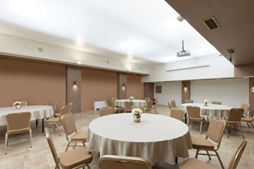Interior of an empty hotel restaurant