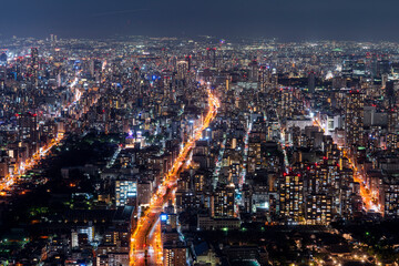 [大阪府]あべのハルカスからの大阪市街の夜景