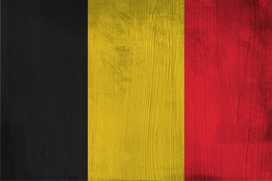 Patriotic Wooden Background In Color Of Belgium Flag