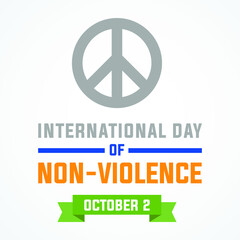 International day of non-violence October 2 modern creative banner, sign, design concept, social media template with white text on blue background 