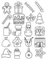A set of doodle elements on the theme of Christmas or new year. Design elements for making invitations and postcards. Print for posters and fabrics. Decorating web pages