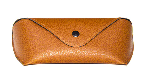 Glasses case. - Brown eyeglass case with a rivet on a white background
