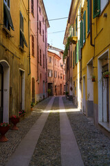 Street of Garbagna, historic city in Alessandria province, Italy