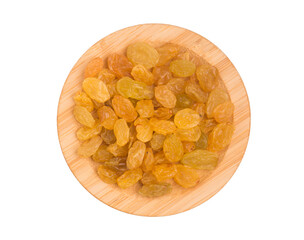 plate with orange raisins on white background