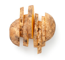 Sliced Fresh Potato Isolated Over White Background