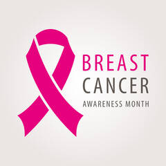 Pink ribbon. Breast cancer. Vector illustration