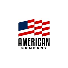 simple geometry wavy of an American flag. logo vector template.