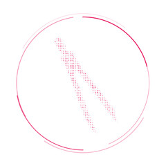 The compass divider symbol filled with pink dots. Pointillism style. Vector illustration on white background