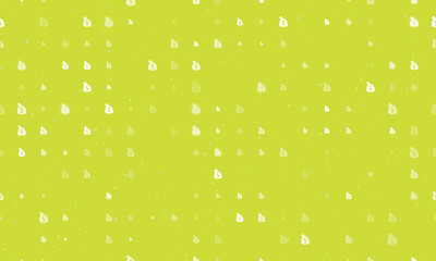 Seamless background pattern of evenly spaced white bag of money symbols of different sizes and opacity. Vector illustration on lime background with stars