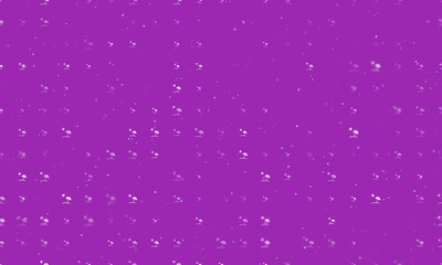 Seamless background pattern of evenly spaced white beach symbols of different sizes and opacity. Vector illustration on purple background with stars