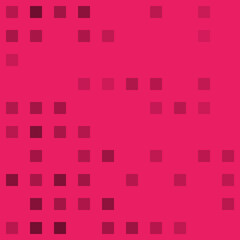 Abstract seamless geometric pattern. Mosaic background of black squares. Evenly spaced big shapes of different color. Vector illustration on pink background