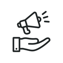 Megaphone on hand icon design isolated on white background. Vector illustration