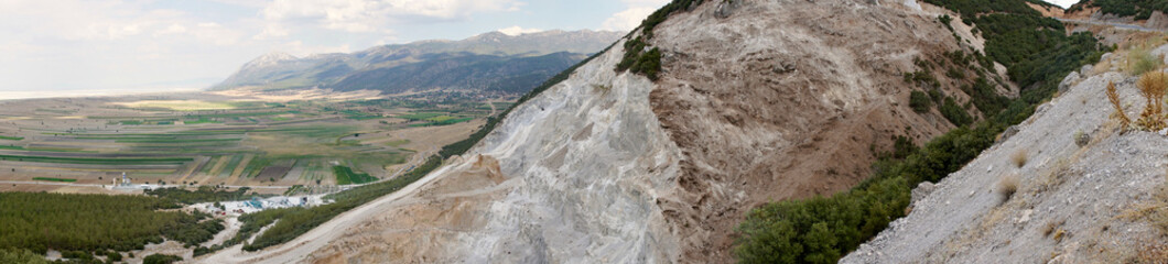 A deserted highway in the Anatolian steppe. Mine site and highway.