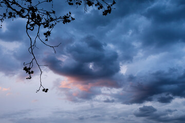 dark sky with clouds at sunset