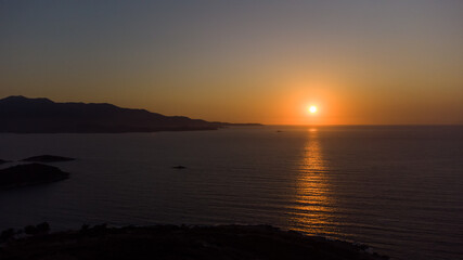 sunset on Albania beach shiny