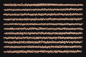 black and gold background with a pattern, horizontal stripes with golden glitter 