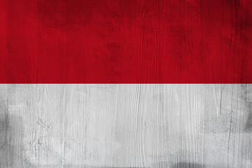Patriotic wooden background in color of Indonesia flag