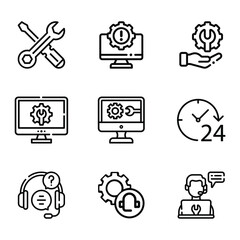 Collection of IT help desk customer support vector